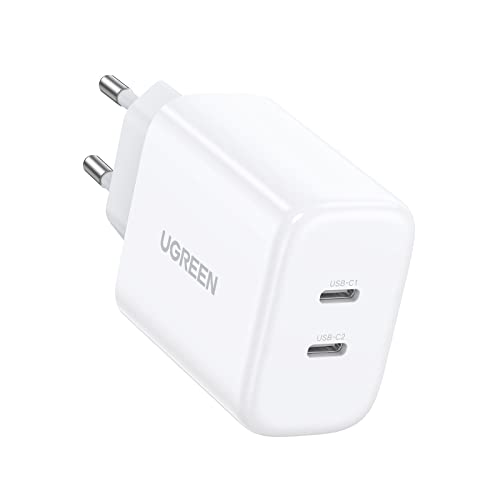 UGREEN 40W USB C Ladegerät doppelt USB C Netzteil USB C Netzstecker unterstützt 20W kompatibel mit iPhone 14, 13, 13 Pro Max, 12, 12 Mini, iPad Pro, Watch 7, Galaxy S22, Pixel 7 Pro, Redmi, Poco
