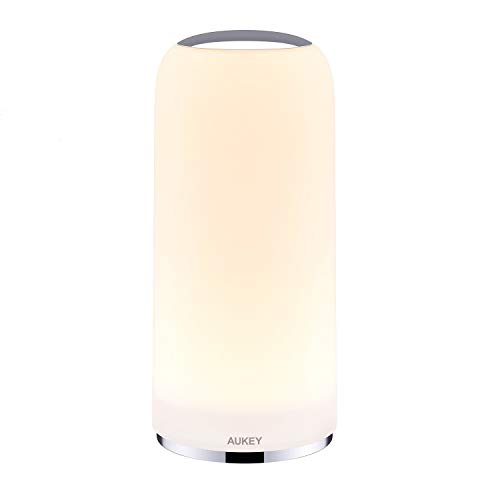 AUKEY Nachttischlampe Berührungssensitive Tischlampe mit Dimmbarem Warmem Weißlicht und Memory-Funktion Nachtlicht für Schlaf- und Wohnzimmer