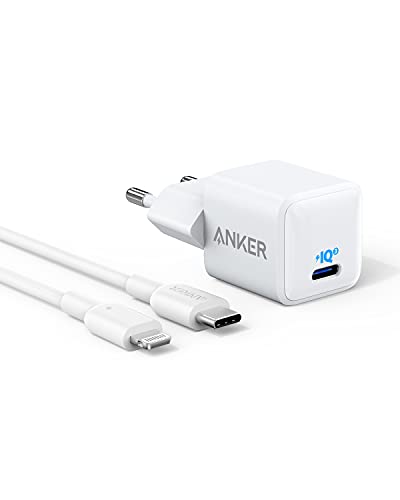 Anker Nano 20W PIQ 3.0 Ladegerät, Kompaktes Netzteil Ladeset mit 180cm USB-C auf Lightning Ladekabel, PowerPort III für iPhone 12/12 Mini/12 Pro/ Max/iPad Pro/AirPods Pro