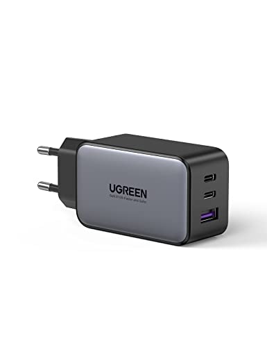 UGREEN 65W USB C Ladegerät Nexode USB C Netzteil 3-Port Charger PD Ladegerät PPS GaN II unterstützt 20W kompatibel mit MacBook Pro, MacBook Air, iPhone 13 Pro, iPhone 12, iPad Pro, Galaxy S22, S21