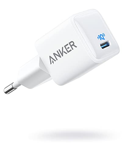 Anker 511 (Nano) 20W iPhone USB C Ladegerät, PIQ 3.0 Mini Ladegerät, Geeignet für iPhone 13/13 Mini/13 Pro/13 Pro Max/12, Galaxy, Pixel 4/3, iPad Pro, AirPods Pro, Mattweiß (Ohne Ladekabel)