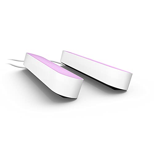 Philips Hue White & Color Ambiance Play Lightbar Doppelpack Basis-Set (500 lm), dimmbare LED-Lightbar für das Hue Lichtsystem mit 16 Mio. Farben, smarte Lichtsteuerung über Sprache oder App, weiß