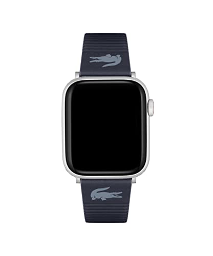 Lacoste Apple Watch Armband für Herren und Damen aus Marineblauem Leder mit Geprägten Streifen - 2050030