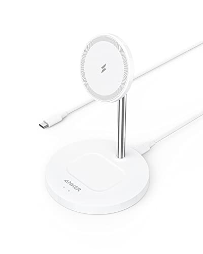 Anker PowerWave 2-in-1 Magnetic Stand Lite, Kabellose Ladestation, Ladegerät mit 150cm USB-C Ladekabel, Kompatibel mit iPhone 16/14/14 Pro/14 Pro Max/13/13 Pro Max/12 and AirPods Pro 2(Ohne Netzteil)