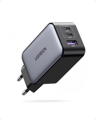 UGREEN Nexode USB C Ladegerät 65W GaN Charger 3-Port PD Netzteil 60W PPS kompatibel mit MacBook Pro/Air, iPhone 15 Pro Max/15/14 Pro Max/14 Pro/13, iPad Pro, Galaxy S23 Ultra/S23/S22(Schwarz)