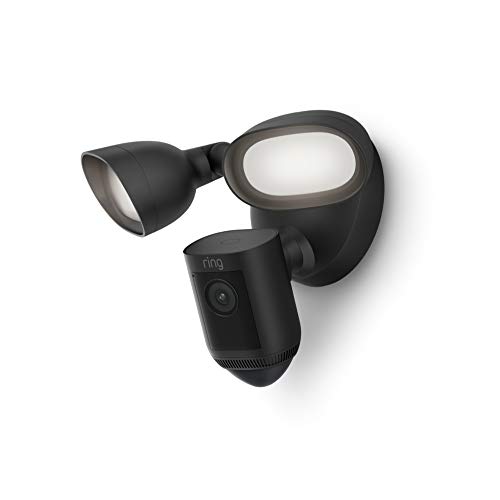 Ring Floodlight Cam Wired Pro von Amazon, Videoaufnahmen in HDR, 3D-Bewegungserfassung, festverdrahtete Installation, Mit 30-tägigem Testzeitraum für Ring Protect | Schwarz