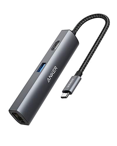 Anker PowerExpand+ 5-in-1 USB-C Ethernet Hub, Adapter mit 4K USB-C auf HDMI, Ethernet-Eingang, 3 USB 3.0 Ports, für MacBook Pro, iPad Pro, XPS, Pixelbook, und mehr