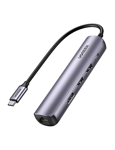 UGREEN USB C Hub LAN USB-C Dock mit 4K HDMI, Gigabit Ethernet, 100W PD, 2 USB 3.0, USB C multiport Adapter kompatibel mit Surface Pro, Surface Go, MacBook Pro/Air, iPad Pro/Air usw.