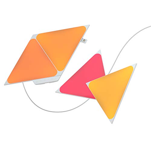 Nanoleaf Shapes Triangle Starter Kit, 4 Smarten Dreieckigen LED Panels RGBW - Modulare WLAN 16 Mio Farben Wandleuchte Innen, Musik & Bildschirm Sync, Funktioniert mit Alexa Google Apple, Deko & Gaming