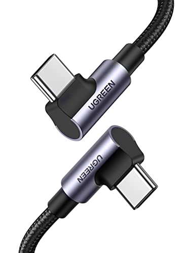 UGREEN USB C USB C Ladekabel 100W Doppelte Winkelstecker PD 3.0 QC 4.0/4.0+ PPS USB-C Kabel 90 Grad 5A/20V kompatibel mit M2 MacBook Pro/Air iPad Pro 2021 iPad Air 5 Galaxy S23 Ultra S22+ usw. (0.5m)