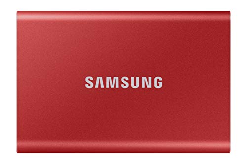 Samsung Portable SSD T7, SSD 1 TB, USB 3.2 Gen.2, 1.050 MB/s Lesen, 1.000 MB/s Schreiben, Externe SSD-Festplatte für iPhone 15 und neuer, Mac, PC, Smartphone und Spielkonsole, Rot, MU-PC1T0R/WW