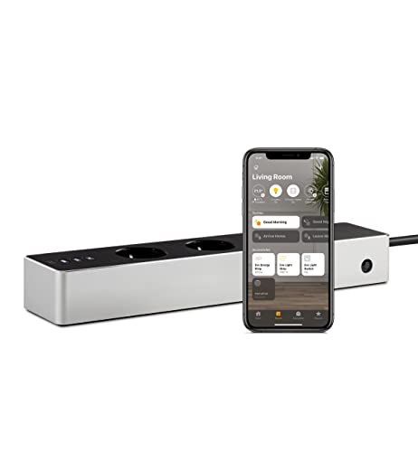 Eve Energy Strip - Smarte Dreifach-Steckdosenleiste, misst Stromverbrauch, schaltet Geräte (Siri, App), Zeitschaltuhr, Fernzugriff, keine Bridge nötig, Überspannungsschutz, 2,4-GHz-WiFi, Apple HomeKit