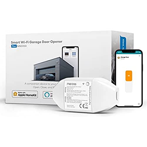 meross Smart WLAN Garagentoröffner funktioniert mit Apple HomeKit, APP-Steuerung, Kompatibel mit Alexa, Google Assistant und SmartThings, kein Hub erforderlich, MSG100HKEU, Weiß