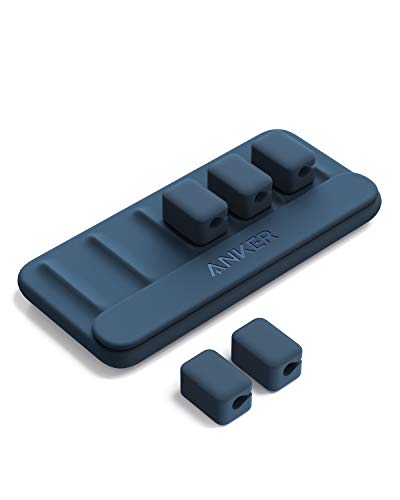 Anker Kabel Management, magnetische Kabelhalterung, Desktop Kabelbinder, 5 Clips für Lightning-Kabel, USB-C, Mikro Kabel, Klebt auf Holz, Marmor, Metall und Glas (in Blau)