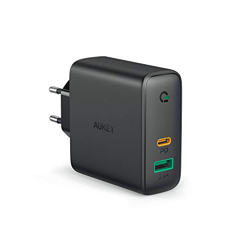 AUKEY USB C Ladegerät 60W Power Delivery, USB-C Netzteil mit Dynamic Detect & GaN Tech, USB C PD Ladegerät für 13''MacBook Pro, iPhone 11 Pro, AirPods Pro, Google Pixel, iPad, Nintendo Switch usw.