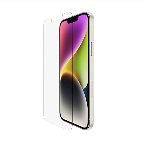 Belkin UltraGlass iPhone 14/13/13 Pro Displayschutzfolie, antimikrobielle Beschichtung, einfache blasenfreie Anbringung mit mitgelieferter Positionierungsschale, Härtegrad 9H (OVA078zz)