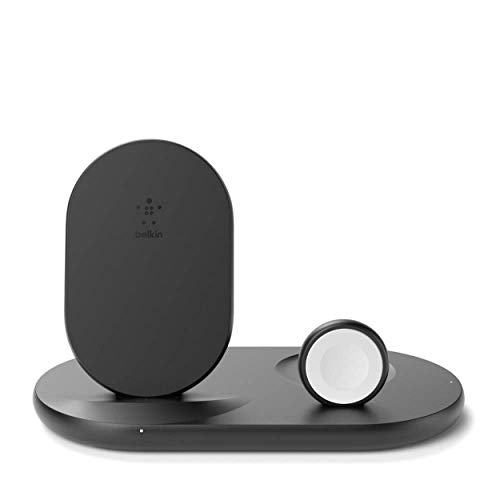 Belkin 3-in-1 Ladegerät (kabellose 7,5-W, für iPhone, Apple Watch und AirPods) – Ladedock, drahtlose Ladestation, Ladeständer – Schwarz