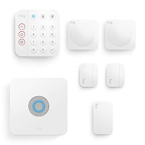 Ring Alarm Security Kit, 7-teilig (2. Gen.) von Amazon | Alarmanlage für dein Haus & Wohnung mit 2 Tür-/Fensterkontakte, 2 Bewegungsmelder, Signalverstärker | Funktioniert mit Alexa