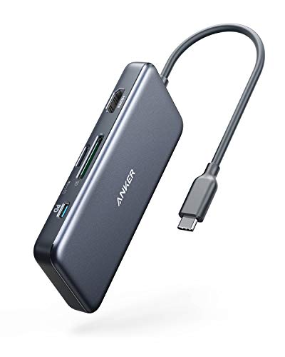 Anker USB-C-Hub, PowerExpand+ 7-in-1 USB-C-Hub-Adapter, mit 4K HDMI, Stromversorgung, USB-C-Datenanschluss, microSD- und SD-Kartenleser, 2 USB-3.0-Anschlüsse, für MacBook Pro, Pixelbook, XPS und mehr