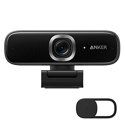Anker PowerConf C300 Smart Full HD Webcam, mit Mikrofon, AI Framing & Autofokus, 1080p, 60 FPS Geräuschunterdrückung, Regulierbares Blickfeld, HDR, Lichtkorrektur, Zoom-Zertifiziert