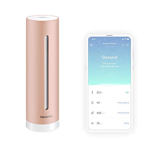 Netatmo Luftqualität Messgerät, Feuchtigkeit, Temperatur, Lärm und CO2 Sensoren, Rose Gold, NHC-DE