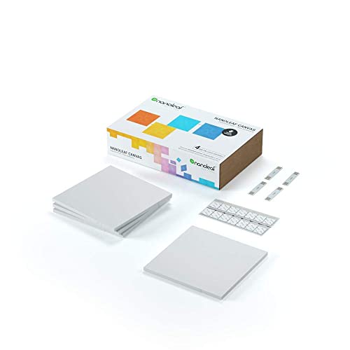 Nanoleaf Canvas Erweiterungspack, 4 zusätzliche LED Lichtquadrate - Smarte Modulare WLAN LED RGBW Panels, 16 Mio. Farben Wandleuchte Innen, Musik & Bildschirm Sync, Funktioniert mit Alexa
