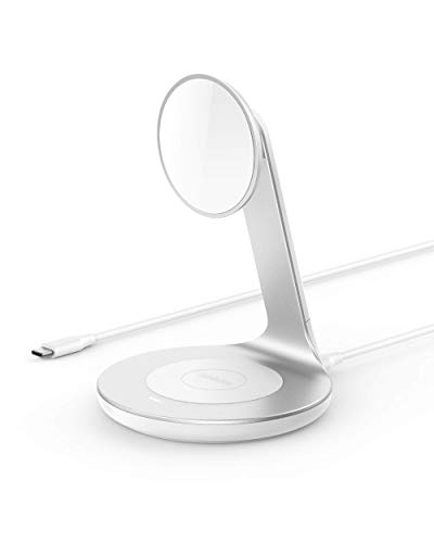 Anker PowerWave Magnetic 2-in-1 Stand, Magnetischer Ladeständer mit weißem 120cm USB-C Ladekabel, Kabellose Ladestation für iPhone 12/12 Pro / 12 Pro Max / 12 Mini/AirPods Pro (Ohne Netzteil)
