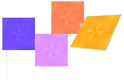 Nanoleaf Canvas Starter Kit, 4 LED RGBW Smarte Lichtquadrate - Modulare WLAN LED Panels, 16 Mio. Farben Wandleuchte Innen, Musik & Bildschirm Sync, Funktioniert mit Alexa Google Apple, Deko & Gaming