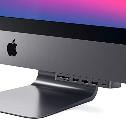 SATECHI USB-C Clamp Hub Pro mit USB-C Datenanschluss, USB-A 3.0 Daten, Micro/SD Kartenleser – Für 2020/2019 iMac & iMac Pro. Passt Nicht auf 2021 iMac M1 (Space Grau)