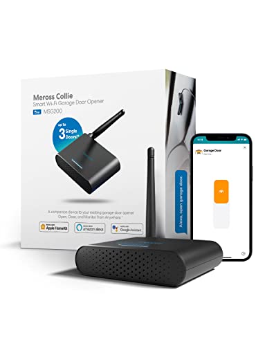meross Smart WLAN Garagentoröffner funktioniert mit Apple HomeKit, bis zu 3 einzelne Türen, APP-Steuerung, Kompatibel mit Siri und Alexa, Google Assistant, kein Hub erforderlich, 2.4 GHz