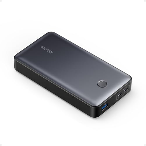 ANKER 537 Powerbank (PowerCore 24K für Laptop), 24.000mAh 65W, mobiles Ladegerät für MacBook Pro, Dell XPS, Microsoft Surface, iPad Pro, iPhone 16/15/14/13 Pro, iWatch Series 5 und mehr (Schwarz)