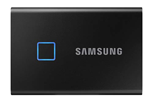 Samsung Portable SSD T7 Touch (MU-PC2T0K/WW), 2 TB, USB 3.2 Gen.2, 1.050 MB/s Lesen, 1.000 MB/s Schreiben, externe Festplatte mit Fingerabdruckscanner für Mac, PC, Tablet, Konsole, Metallic Black