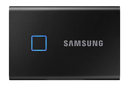 Samsung Portable SSD T7 Touch (MU-PC1T0K/WW), 1 TB, USB 3.2 Gen.2, 1.050 MB/s Lesen, 1.000 MB/s Schreiben, externe Festplatte mit Fingerabdruckscanner für Mac, PC, Tablet, Konsole, Metallic Black