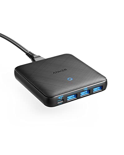 Anker 65W 4-Port PIQ 3.0 & GaN Schnellladenetzteil, PowerPort Atom III Ladegerät, 45W USB-C Anschluss, Für MacBook, Laptop, iPad Pro, iPhone 15, Galaxy, Pixel