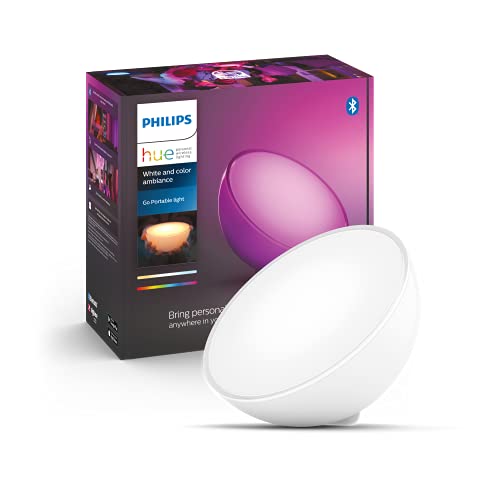 Philips Hue White & Col. Amb. LED Tischleuchte Go, dimmbar, 16 Mio. Farben, steuerbar via App, kompatibel mit Amazon Alexa (Echo, Echo Dot), Weiß, 1 Pack