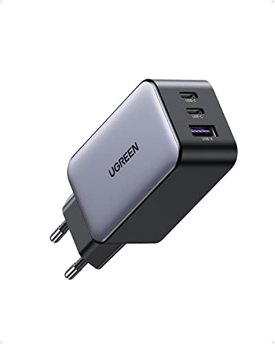 UGREEN Nexode USB C Ladegerät 65W GaN Charger 3-Port PD Netzteil 60W PPS kompatibel mit MacBook Pro/Air, iPhone 15 Pro Max/15/14 Pro Max/14 Pro/13, iPad Pro, Galaxy S23 Ultra/S23/S22(Schwarz)