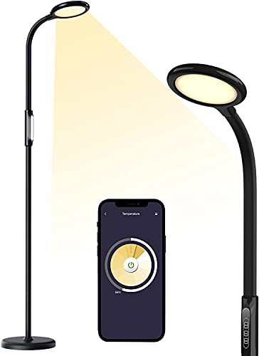 Meross Smart Dimmbare LED Stehlampe mit Sprachsteuerung, App Steuerung, Fernbedienung, 3-in-1 Stehleuchte für Wohnzimmer, Schlafzimmer, Kompatibel mit HomeKit, Alexa, Google and SmartThings, Schwarz