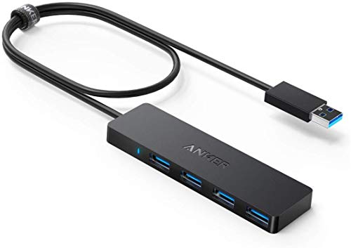 Anker 4-Port USB 3.0 Hub, Dünner Datenhub USB Hub mit 60cm Verlängerungskabel (Keine Ladeleistung), Geeignet für MacBook, Mac Pro, Mac Mini, iMac, Surface Pro, XPS, PC, Flash Drive, Mobile HDD