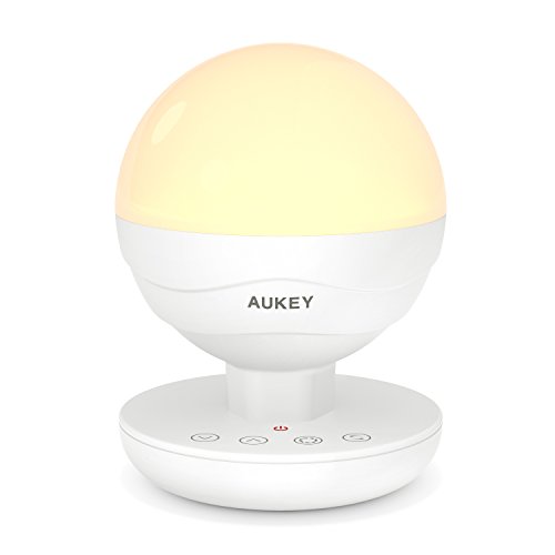 AUKEY Nachttischlampe LED Tischlampe aufladbar dimmbar mit RGB Farbwechsel und Touch-Control für Schlafzimmer, aufhängbare Campinglampe für Garten, Outdoor (LT-ST10)