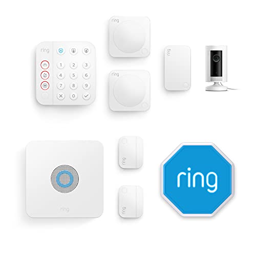 Ring Alarm Security Kit mit Außensirene, 8-teilig (2. Gen.) + Innenkamera von Amazon | Haus-Alarmanlage mit Kamera - 2 Tür-/Fensterkontakte, 2 Bewegungsmelder, Signalverstärker | Alexa-kompatibel