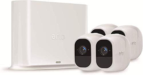 Arlo Pro2 Smart Home 4 HD-Überwachungskameras & Sicherheitsalarm (130 Grad Blickwinkel, kabellos, WLAN, Bewegungsmelder, Innen/Außen, Nachtsicht, wetterfest, 2-Wege Audio) weiß, VMS4430P