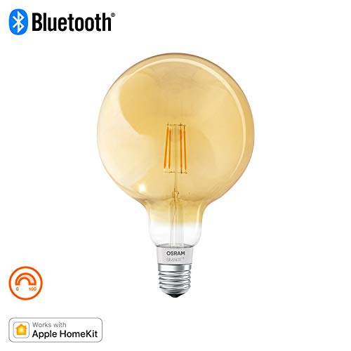 OSRAM SMART+ LED Filament Globe Gold, Bluetooth Lampe mit E27 Sockel, dimmbar, ersetzt 50W Glühbirne, warmweiß , Kompatibel mit Apple Homekit und LEDVANCE Smart+ App für Android