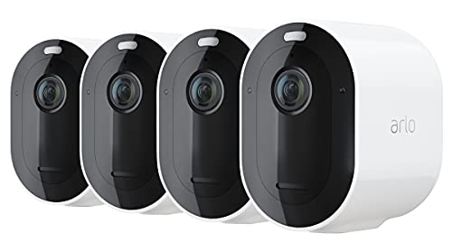 Arlo Pro 4 2K IP Überwachungskamera Aussen 4er Set | Qualitätsprodukt | Kabellos | Licht | Farb-Nachtsicht | Bewegungsmelder | Sirene | Kein Hub Benötigt | 3 Monate Secure Testzeitraum