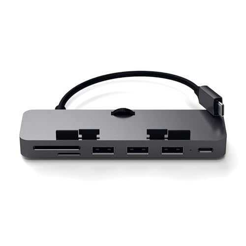 SATECHI USB-C Klemmen-Hub Pro mit USB-C Datenport, USB-A 3.0, Micro/SD-Kartenleser, für iMac & iMac Pro 2020/2019, Nicht kompatibel mit iMac M1 2021 (Space Grau)
