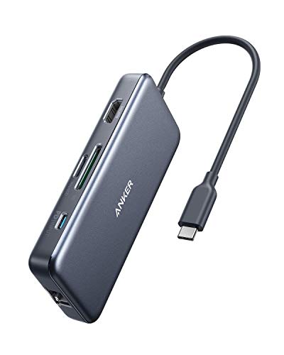 Anker USB C Hub, 7 in 1 PowerExpand+ Adapter mit 4K HDMI, 60W Power Delivery, 1GBPS Ethernet, 2 USB 3.0 Ports und SD/microSD Speicherkartenleser, für MacBook Pro 2020/2019 / 2018, Chromebook, XPS