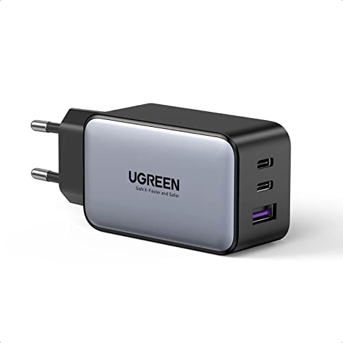 UGREEN Nexode USB C Ladegerät 65W USB C Netzteil 3-Port GaN PD Charger PPS kompatibel mit MacBook Pro/Air, iPhone 14 Pro Max, 14, iPhone 13, iPad Pro, Galaxy S22, S21, Steam Deck.(Schwarz)