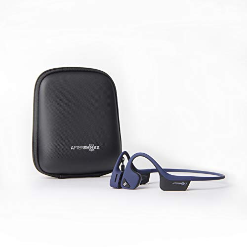 AfterShokz Trekz Air Open Ear Sport Kopfhörer, Bluetooth Kopfhörer, Knochenschall Kopfhörer, Bone Conduction Headphones, Mit Tragetasche/Wireless/Mikrofon/Etwa 30g, Nachtblau