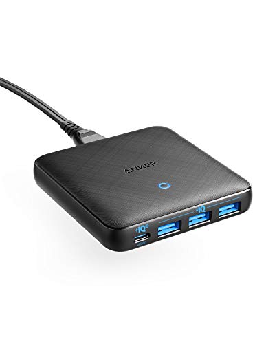 Anker PowerPort Atom III Slim USB-C Ladegerät, 65W 4-Port PIQ 3.0 & GaN Netzteil mit 45W USB-C Eingang, für MacBook, USB C Laptops, iPad Pro, iPhone, Galaxy, Pixel und mehr