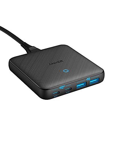 Anker USB-C Ladegerät, 543 (65W II) PIQ 3.0 & GaN 4-Port Netzteil, Dünnes Design, Zwei USB-C Anschlüsse (45W Max), Für MacBook, Laptop, iPad Pro, iPhone 15