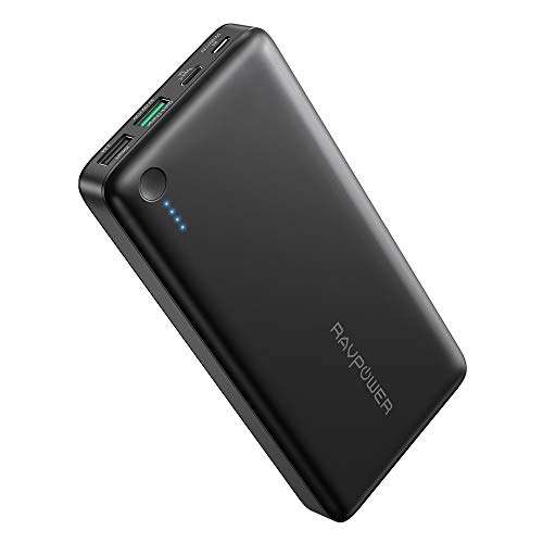 RAVPower 20100mAh Powerbank USB C (5V/3A) Anschluss Quick Charge 3.0 und iSmart USB Ausgänge Hohe Kapazität für iPhone XS Max / XR / 8 / X / 7 / 6S / 6, iPad, Galaxy S8 S9 und Viele Mehr